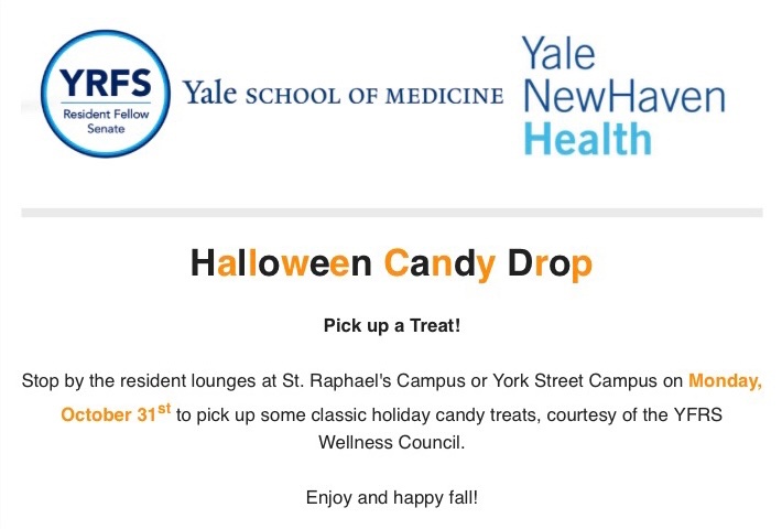 YaleHousestaff's tweet photo. Halloween Candy Drop! 🎃🍬

Monday October 31st @ resident lounge at St. Rachael’s campus or York street campus https://t.co/HGwPk0KUCr