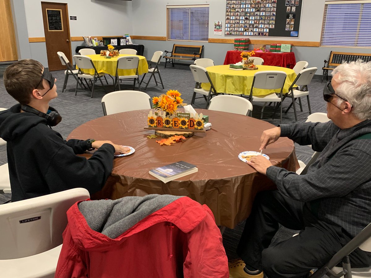 We *attempted* to blindly carve jack-o-lanterns out of cookies, but they turned out crumby!