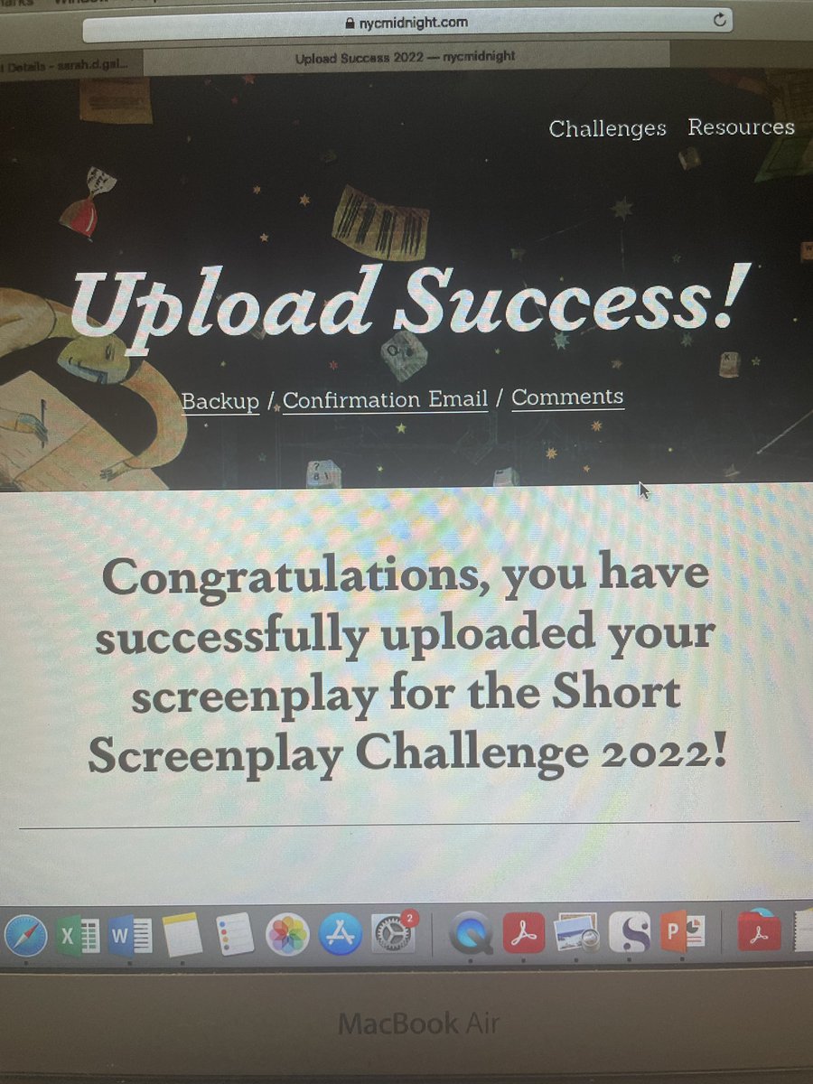 SGalaro's tweet image. Oh, what fun to write in a genre you love! Round 3 may be my favorite so far, and a joy to write with @lizzie_combs as always 🥰#shortscreenplaychallenge2022