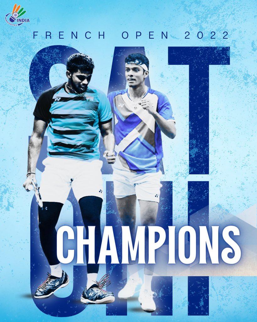 rpfnfrkir's tweet photo. Proud of #Satwiksiraj_ShettyChirag's triumph of clinching the #French_Open #Super_750 title and 2nd #BWF_World_Tour Crown in 2022.
RPF Katihar congratulates our young heroes 💐💐
@drm_kir @RPFNFR2 @RPF_INDIA https://t.co/lqjIQsyM1C