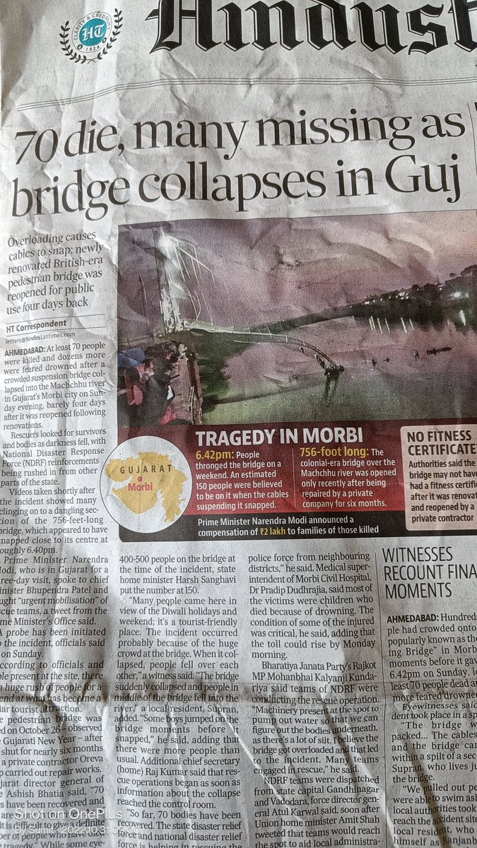 esumsoo's tweet photo. Shameful that such man made tragedies due to sheer negligence of few people occurring in India and that too in Model state #Gujrat #GujratBridgeCollapse #Morbi 
Condolences to affected families🙏 https://t.co/nhhXeAFPHv