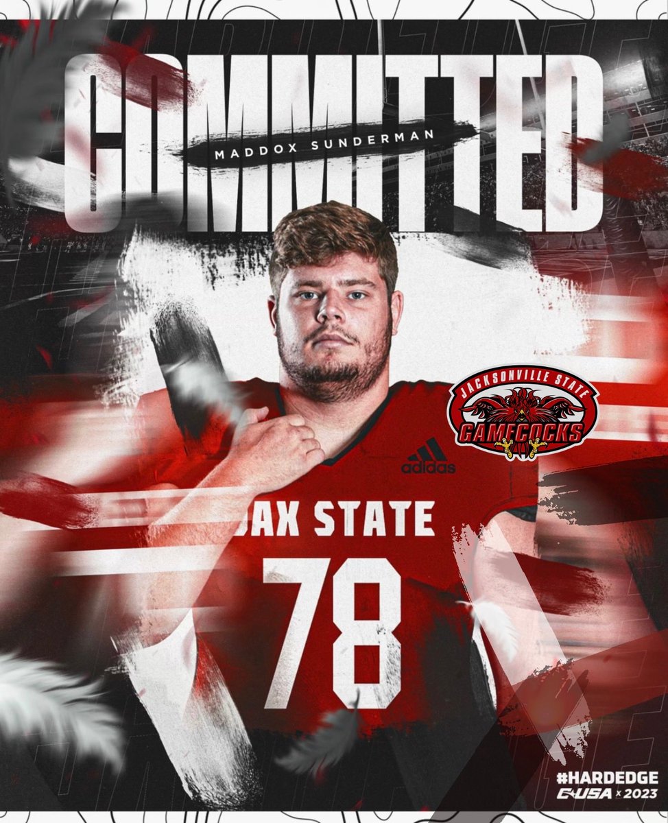 After great consideration, I’m excited to announce my commitment to Jacksonville State. ⁦⁦<a href="/RealCoachRod/">Rich Rodriguez</a>⁩ ⁦<a href="/Coach_Dressler/">Derek Dressler</a>⁩ ⁦<a href="/Spoon1260/">Cody Spoon</a>⁩ ⁦<a href="/JSUGamecockFB/">Jacksonville State Football</a>⁩ ⁦⁦<a href="/KelvisWhite/">Kelvis White</a>⁩ ⁦<a href="/Matt_Sweatman/">Matt Sweatman</a>⁩ ⁦<a href="/coach_swear/">Cyrus Swearingen, NBCT</a>⁩