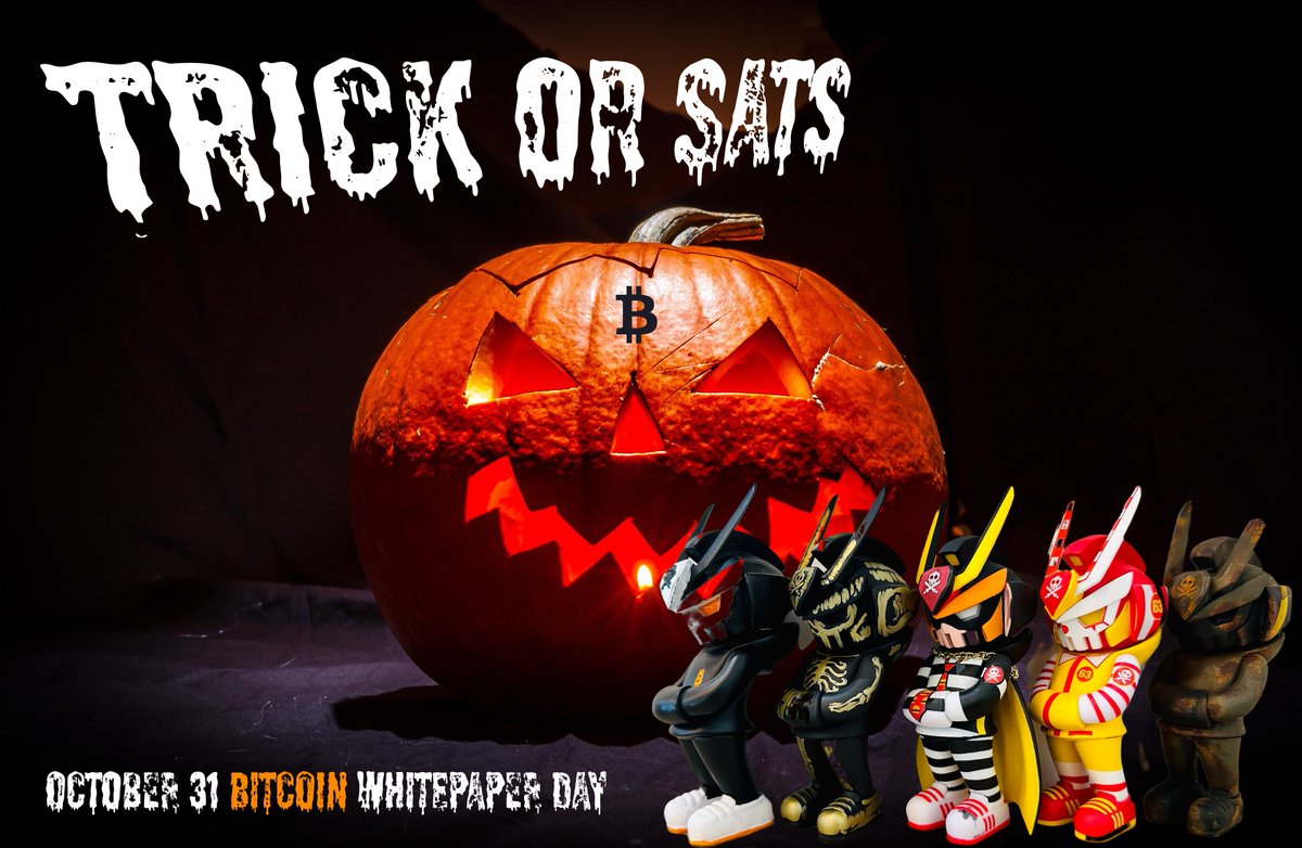 Trick or Sats🎃

世の中を変えることになるビットコインのホワイトペーパーがサトシ・ナカモトによって公開された日

それが14年前の2008年10月31日

Satsくれないとイタズラしちゃうぞ！👻
