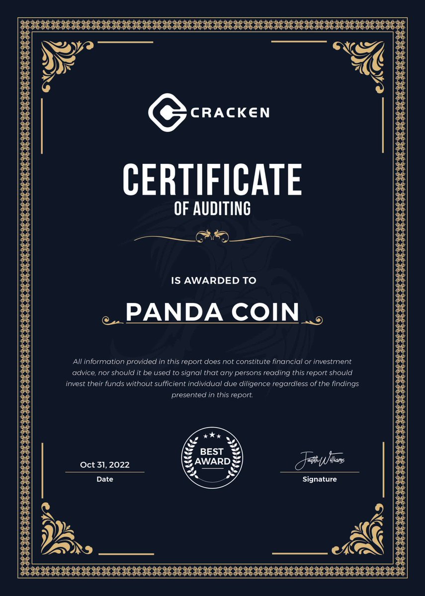 CrackenTech's tweet photo. Panda Coin @PandacoinCN is audited and listed, please check the audit report below

Project Website:
https://t.co/9y2Wtwt6Lr

Audit Report:
https://t.co/Jj8rdjQFAJ

Request A Quote:
https://t.co/Jj6OSJg9la https://t.co/3nsFDfsoaK