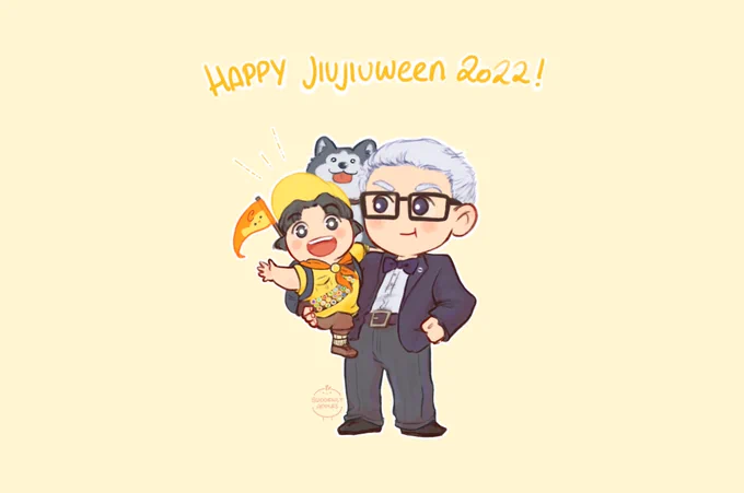 JL had to give a whole!! presentation to talk JC into this costume pair, russell and carl from Up (AND FAIRY TOO!!!). (unbeknownst, JC already agreed, but thought he should hear JL out anyway since JL already memorized a whole presentation for him). #jiujiuween2022  