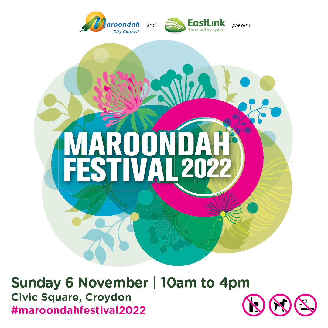 Unfortunately Town Park is very wet underfoot, so we are moving this Sunday's Maroondah Festival activities to Civic Square, Croydon. This includes the Aquahub carpark, James N. Stevens Memorial Lawn, Croydon Library, and the Aquahub stadium. See you there!