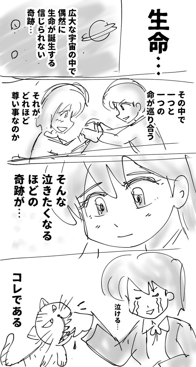 昼漫画
巡り合う奇跡
#マンガ #漫画 #生命 #宇宙 #奇跡 #出会い #運命 #猫 