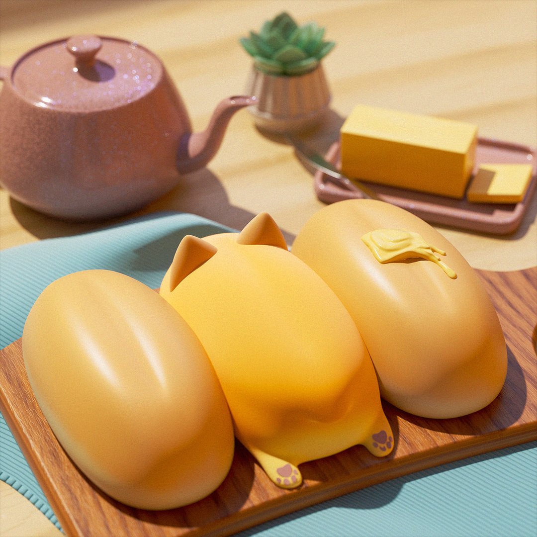 DAY 30 - PET 🐶Why do I have this sudden urge to snuggle a loaf of bread? I can't quite put my finger on it, but something about it is driving me nuts. #corgibutts #peachtober22 #3dart