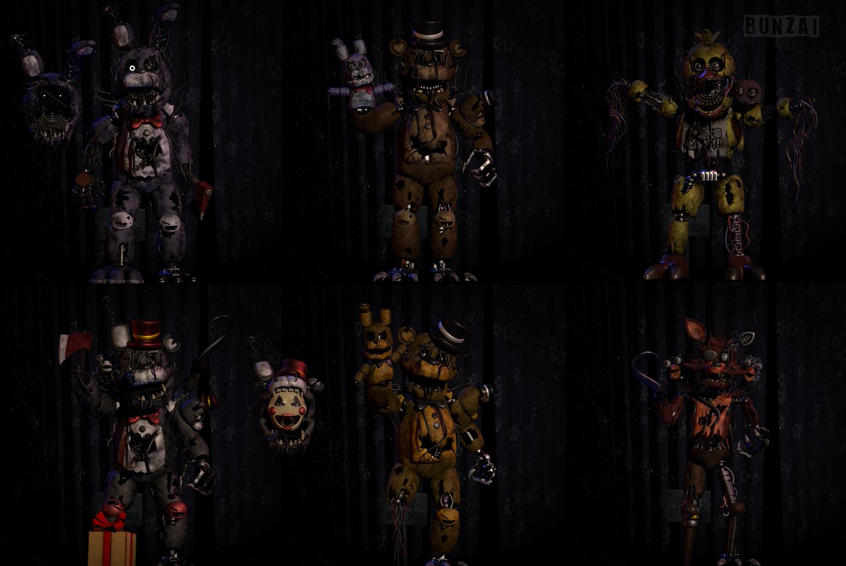 FNAF 4 C4D) MOST ACCURATE MODELS - ALL ANIMATRONICS SHOWCASE (models by  Scott Cawthon) 