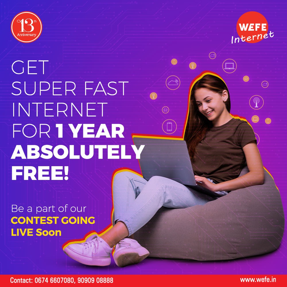 wefeinternet's tweet photo. Free internet is what you deserve! Take part in the contest by WEFE Internet and get a chance to win absolutely free internet connection for 1 year.

#INTERNET #HighSpeedInternet #wefe #Odisha #Bhubaneswar #firstmonthfree #internetspeed #internetserviceprovider #bhubaneswarbuzz https://t.co/BNWjnK9g5y