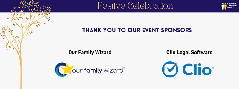A big thank you to <a href="/OFW_UK/">OurFamilyWizard UK</a> and <a href="/goclio/">Clio</a> for sponsoring our event this festive season. With this, we're able to thank our volunteers and supporters for all their kindness, and ensure that our services remain open for litigants in person.