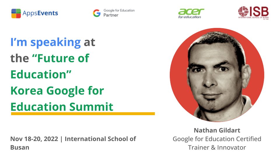 I am SUPER EXCITED to be heading to Busan, Korea in November to present with @AppsEvents1 and other wonderful educators. Can't wait to meet passionate educators for a few days at this #GoogleforEducation Summit! Bring. It. On. #GooglePD #AcerForEducation