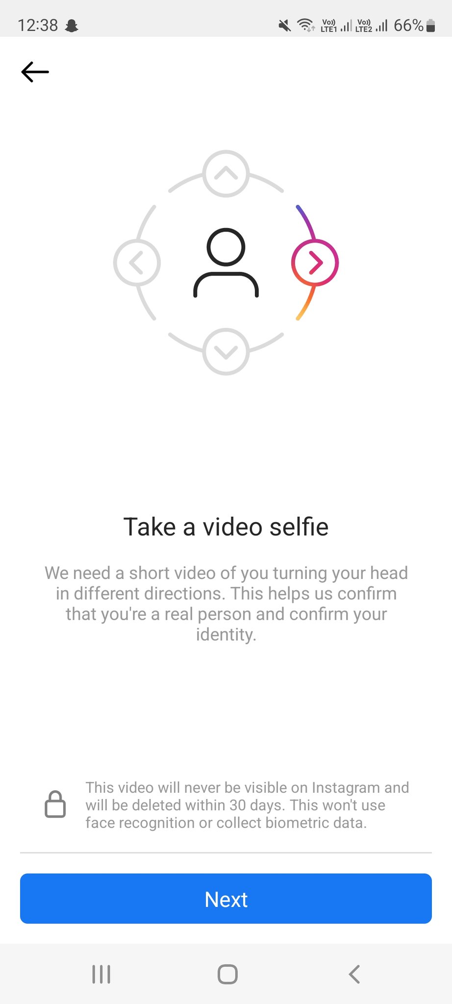 Instagram verification selfie