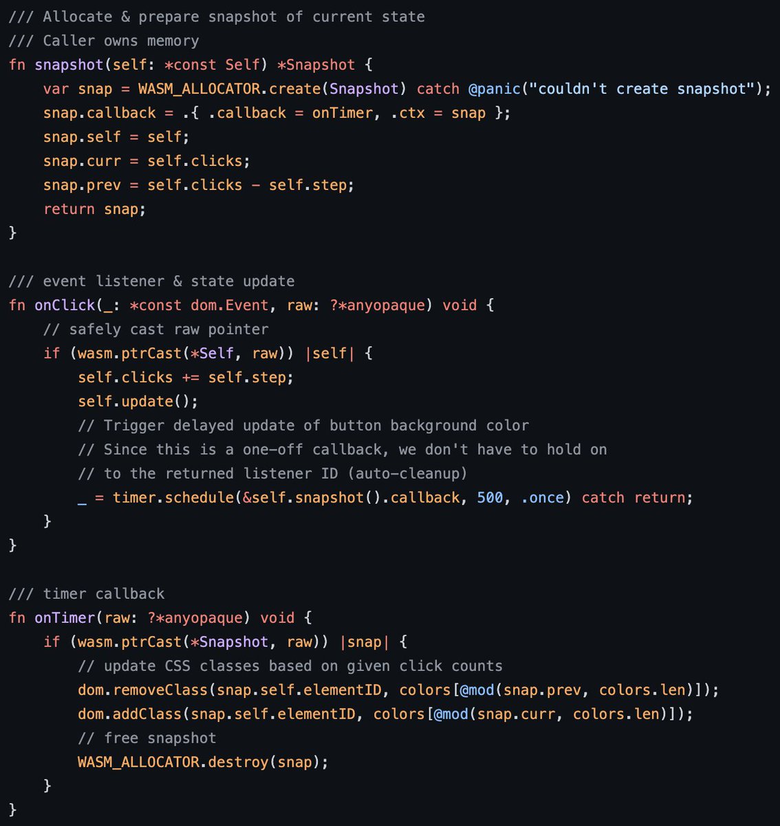 #ReleaseMonday Patterns emerge slowly. More uniform structure of hybrid TS/Zig packages, added new API module thi.ng/wasm-api-timer for delayed/scheduled execution of WASM functions. Updated demo to show in situ: github.com/thi-ng/umbrell…

Key takeaway: thi.ngs are moving (fast!)