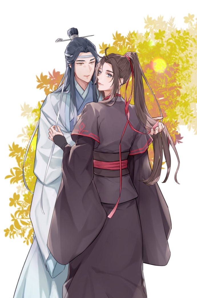 long hair 2boys multiple boys black hair chinese clothes robe ponytail  illustration images