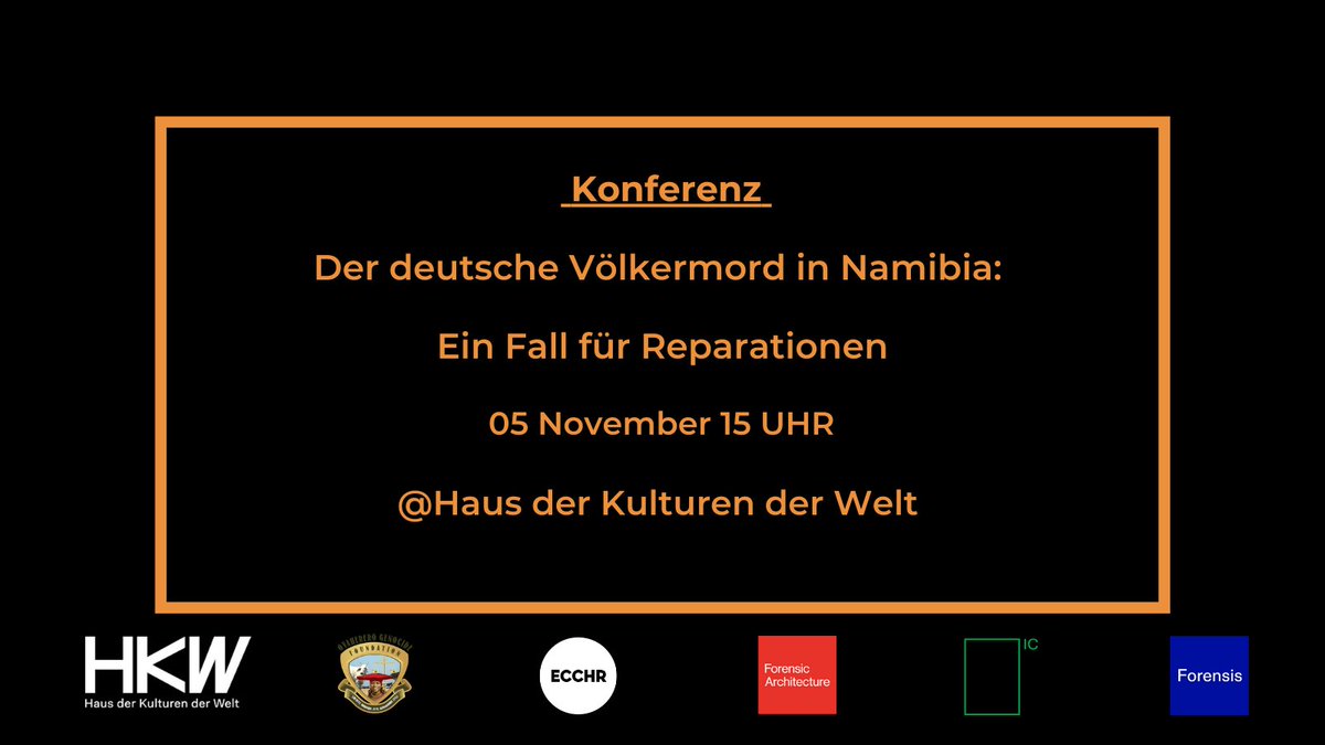 ECCHRBerlin's tweet image. |📆05.11.🕒15:00 | @HKW_Berlin |
Nach dem deutsch-namibischen Abkommen 2021 betrachten Akteure beider Länder historische Fakten &amp;amp; Probleme der Gegenwart: mit visuellen Mitteln &amp;amp; juristisch fundierter Kritik nähren sie sich der Frage der #Reparationen
ow.ly/4RCq50LpgPt