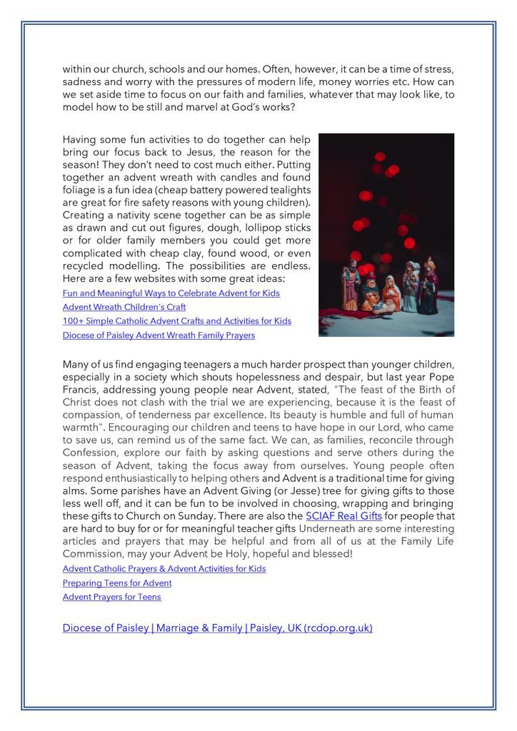 The Diocese of Paisley Marriage &amp; Family “First Teachers’ October Newsletter is here!