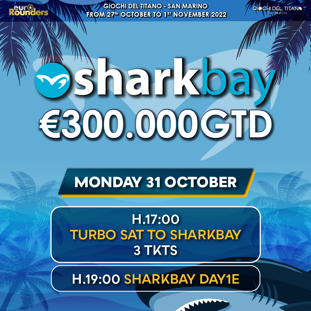 GtpokerRSM's tweet photo. 🦈 #SharkBay Festival €300.000GTD
📆 31st October 

Oggi in programma il penultimo flight per poter accedere alla finale del main event del Festival Sharkbay €300.000GTD. ⏱ 19.00 non mancate!

Dalle ore 21:00 sarà anche operativa l'area cash game.
Vi aspettiamo! https://t.co/c3a0nV617y