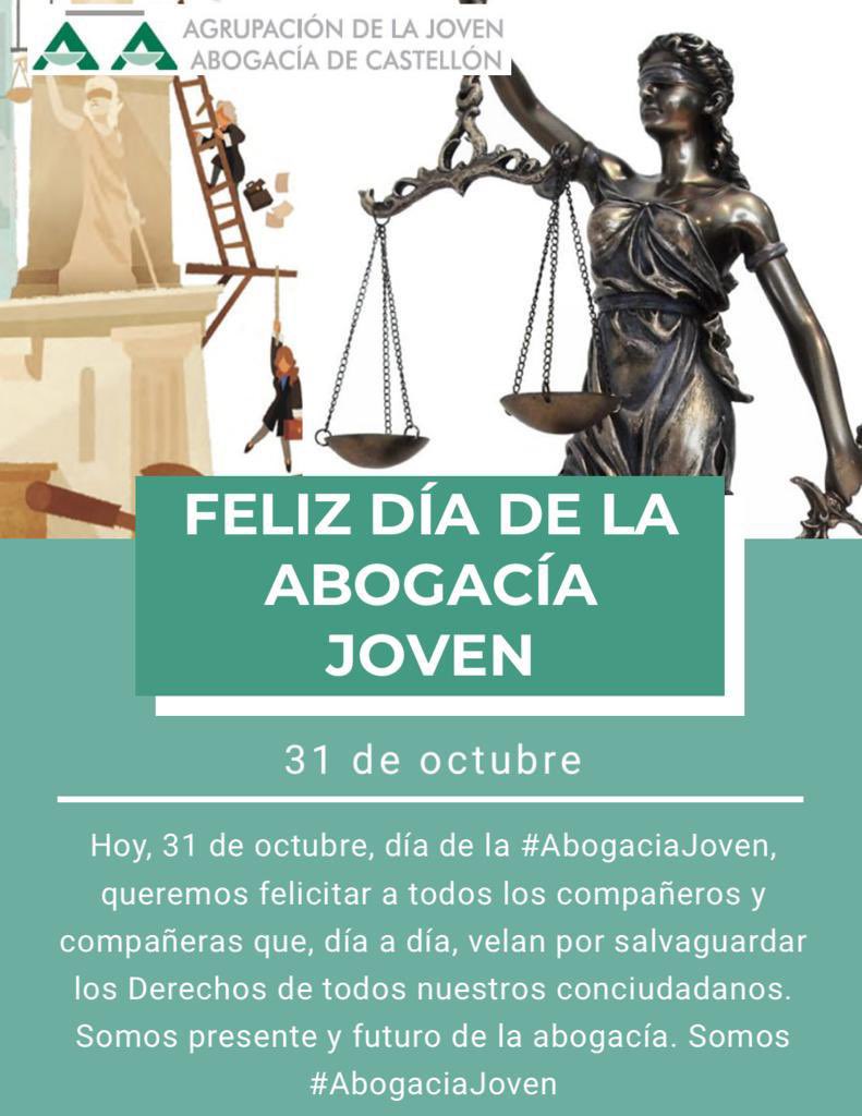 AJA_Castellon's tweet photo. Desde AJA Castellón, queremos felicitaros a tod@s l@s jóvenes abogad@s en el Día de la Abogacía Joven. https://t.co/NvKiJ804DX