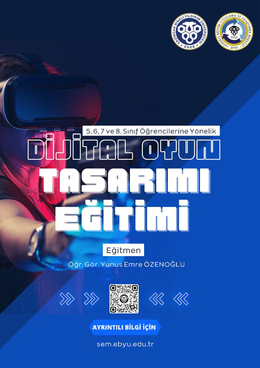 5,6,7 ve 8. Sınıf Öğrencilerine Yönelik “Dijital Oyun Tasarımı” Eğitimi ile ilgili ayrıntılı bilgi için: sem.ebyu.edu.tr adresini ziyaret edebilirsiniz 😊