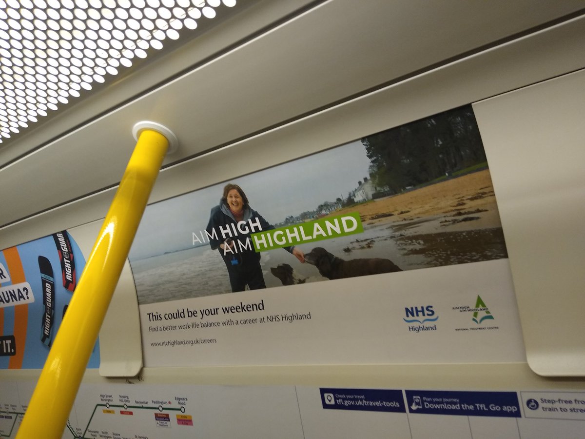 Visitors or locals, did you spot our #AimHigh adverts on the London tube? Our Aim High #AimHighland adverts showcased all that the Highlands has to offer. For opportunities please visit: apply.jobs.scot.nhs.uk/vacancies.aspx