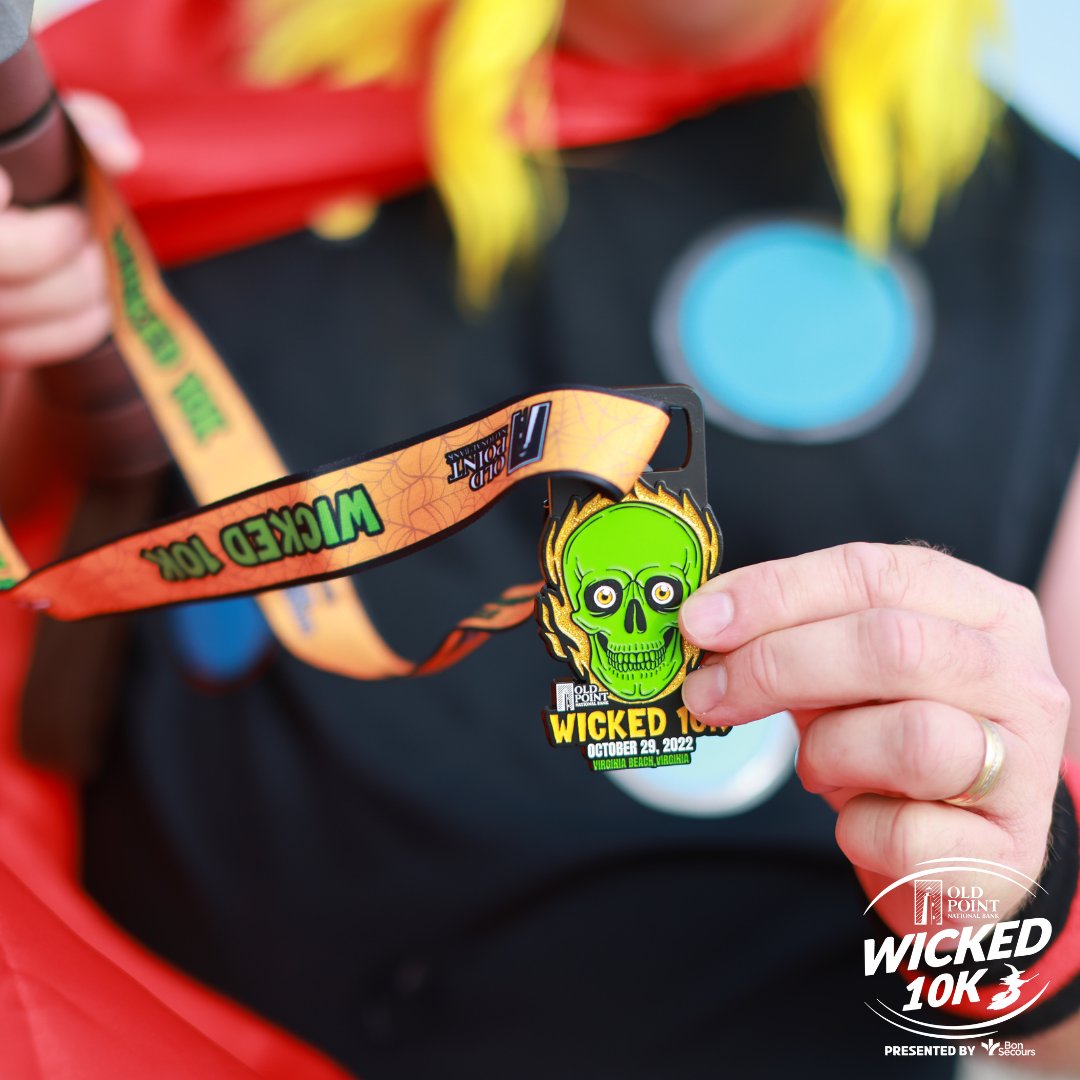 JandARacing's tweet photo. It's Medal Monday! Show off that spooky Old Point National Bank Wicked Weekend bling you earned. Whether you rocked the 10K, 5K, Monster Mile, or one of our challenges, we want to see that bling. Tag J&A Racing and use #RunWicked https://t.co/oBB45zkPS8