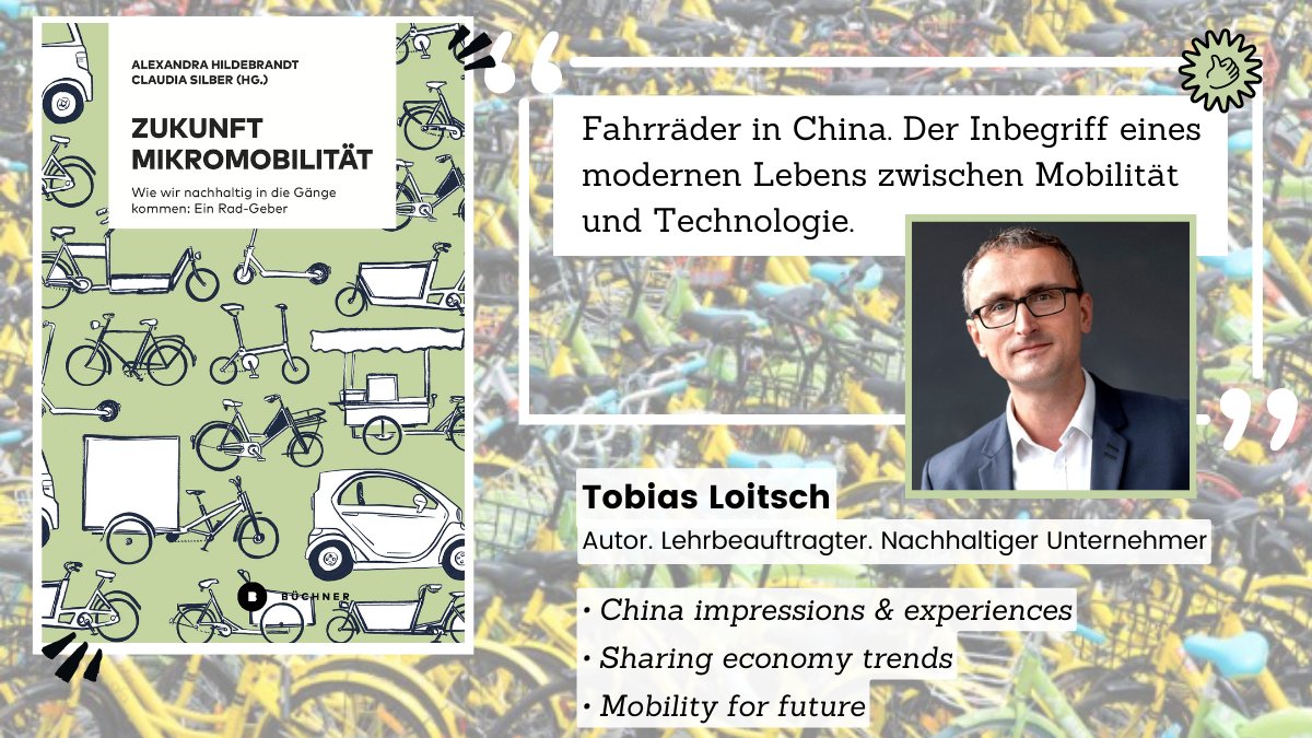 "Fahrräder in #China. Der Inbegriff eines
modernen Lebens zwischen Mobilität
und Technologie" mein Beitrag 📝im Buch - ZUKUNFT MIKROMOBILITÄT - Herzlichen Dank🙏🏻an Herausgeberinnen <a href="/AHildebrandt70/">Alex Hildebrandt</a> u. Claudia Silber. <a href="/buechnerverlag/">Büchner-Verlag</a> #mobility #Zukunft #transport #technologie