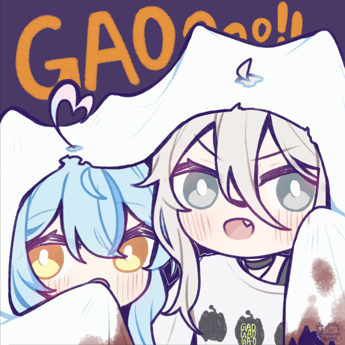 獅白ぼたん ,雪花ラミィ 「G A O O O O ! !#LamyArt#ししらーと 」|六華Forever9Nine【 雪民#8505 / SSRB 】のイラスト