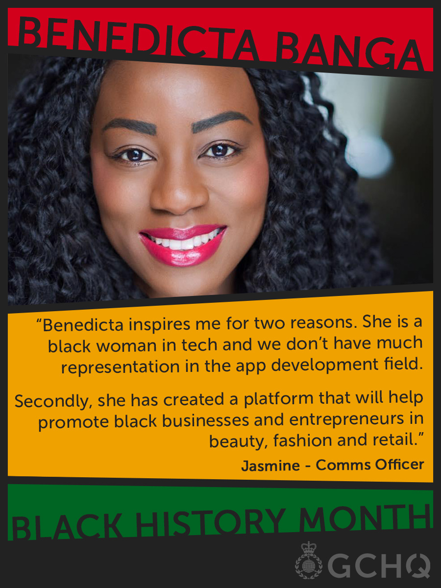 Our colleagues have been celebrating #BlackHistoryMonth by highlighting inspirational Black innovators who have helped shape STEM history.

We finish with Jasmine who has nominated Benedicta Banga as her role model
