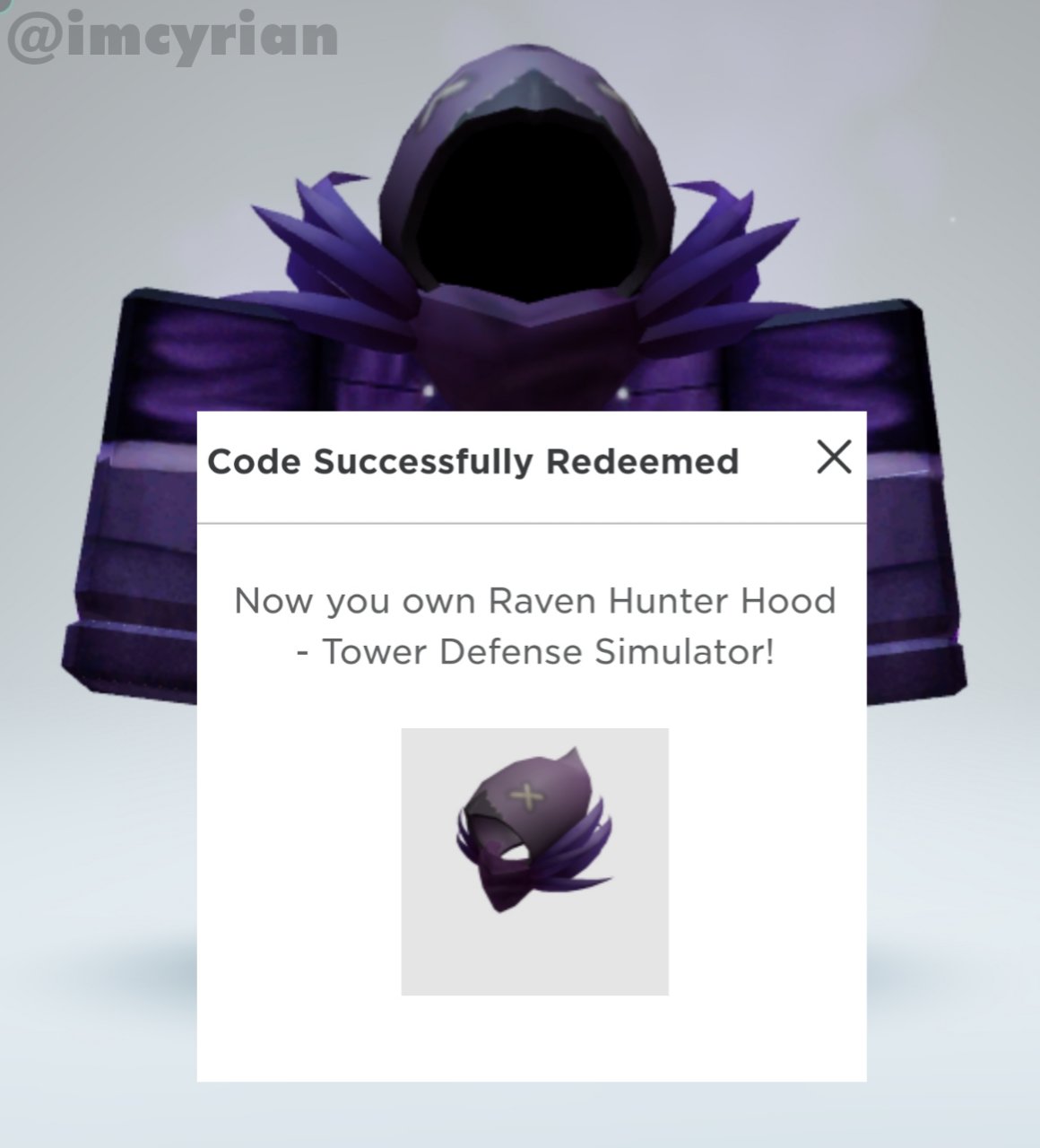 Dominus?! How To Get Raven Hunter Hood - Tower Defense Simulator on  Roblox - FREE FOR PRIME 