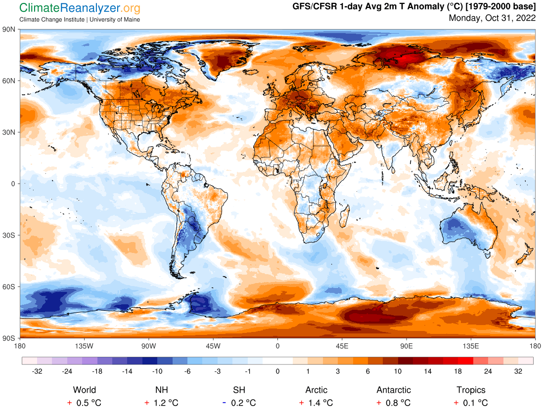 climateguyw's tweet photo. Boo! Looks like we will have a scary eerily warm Halloween just about everywhere in the Northern Hemisphere due to very frightening and vicious carbon polluters. https://t.co/89fTl4HmDn