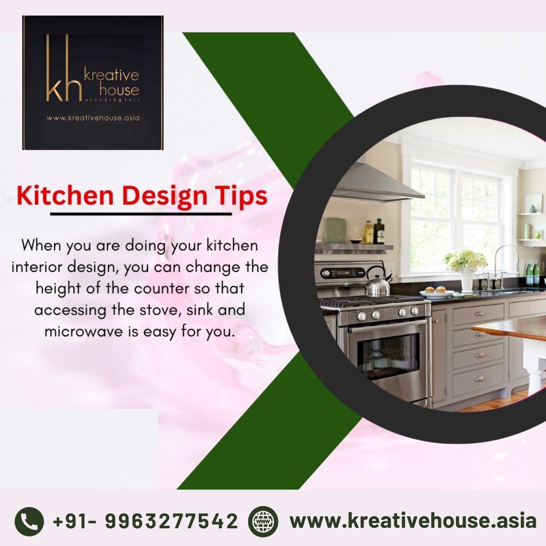 KreativeHousee's tweet photo. When you are doing your kitchen interior design, you can change the height of the counter so that accessing the stove, sink and microwave is easy for you.

Call Now: +91-9963277542
Email: info1@kreativehouse.asia
Visit: https://t.co/P1Gh7rIvzF

#kreativehouse #Kitcheninterior https://t.co/se4WFjbJNX