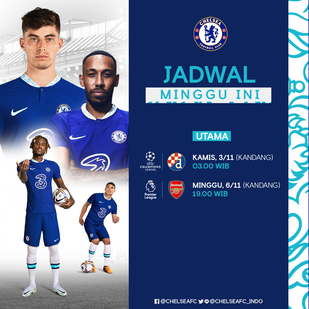 chelseafc_indo's tweet photo. Jadwal the Blues #MingguIni 🗓️

Yuk, maksimalkan sebelum jeda Piala Dunia 💪

#CFCIndo https://t.co/jnvuY3LaGC