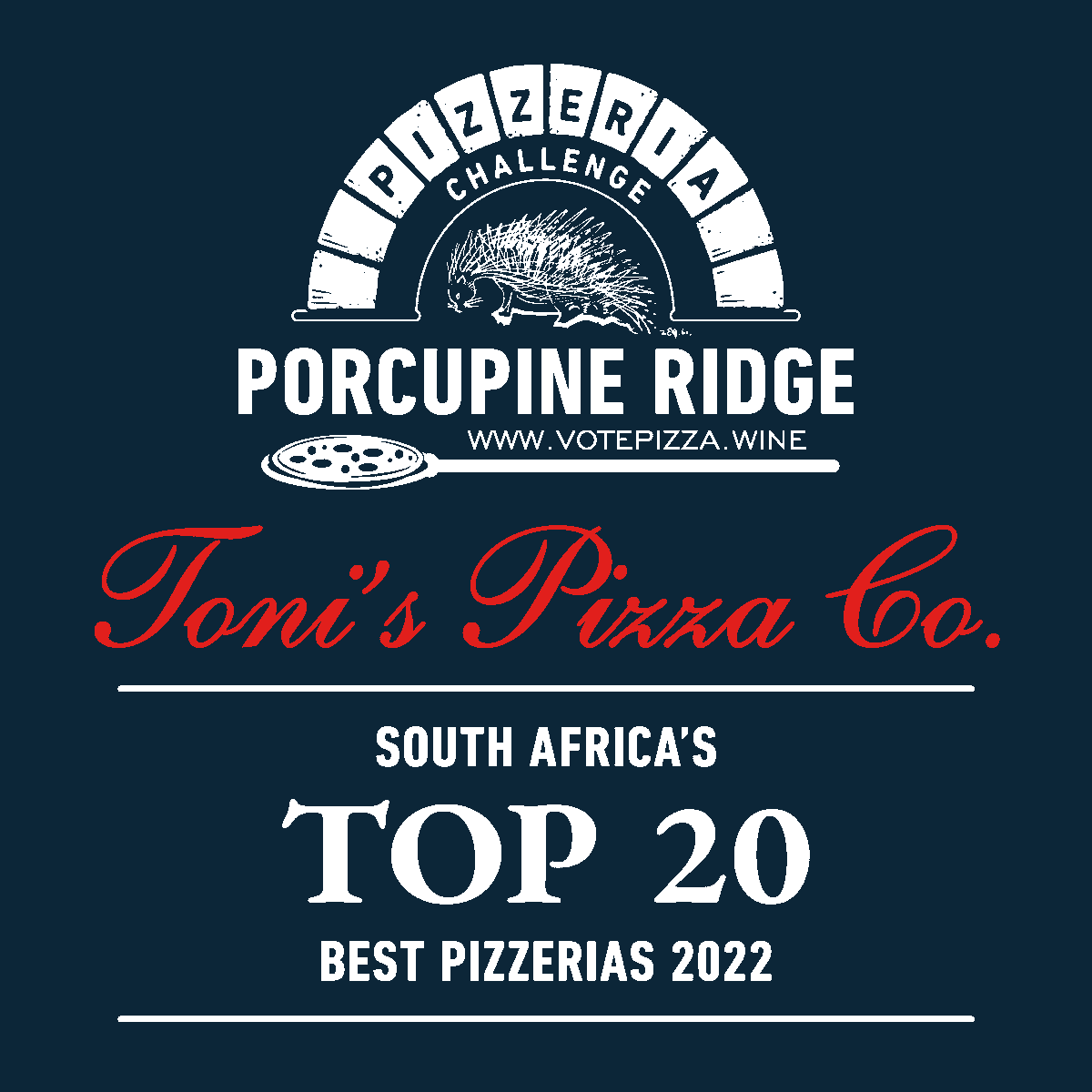 Congrats to Toni’s Pizza Co in Rietfontein, Pretoria for making it into the Porcupine Ridge Pizzeria Challenge Top 20. Their position at #20 is no mean feat when you consider 90+ pizzerias took part. May your loyal customers keep supporting you and enjoying your fabulous pizzas.