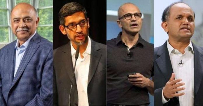 netisam's tweet photo. Google, Microsoft, Adobe and IBM they're all run by Indian origin CEOs! Get to know these Indian-origin leaders running the biggest IT Firms on the planet. https://t.co/p8a0zxHSn0 #indianleaders #CEOs https://t.co/JV3Nyp9jMZ