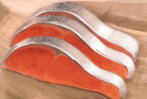 「鮭の切り身 」|おてんば丼のイラスト
