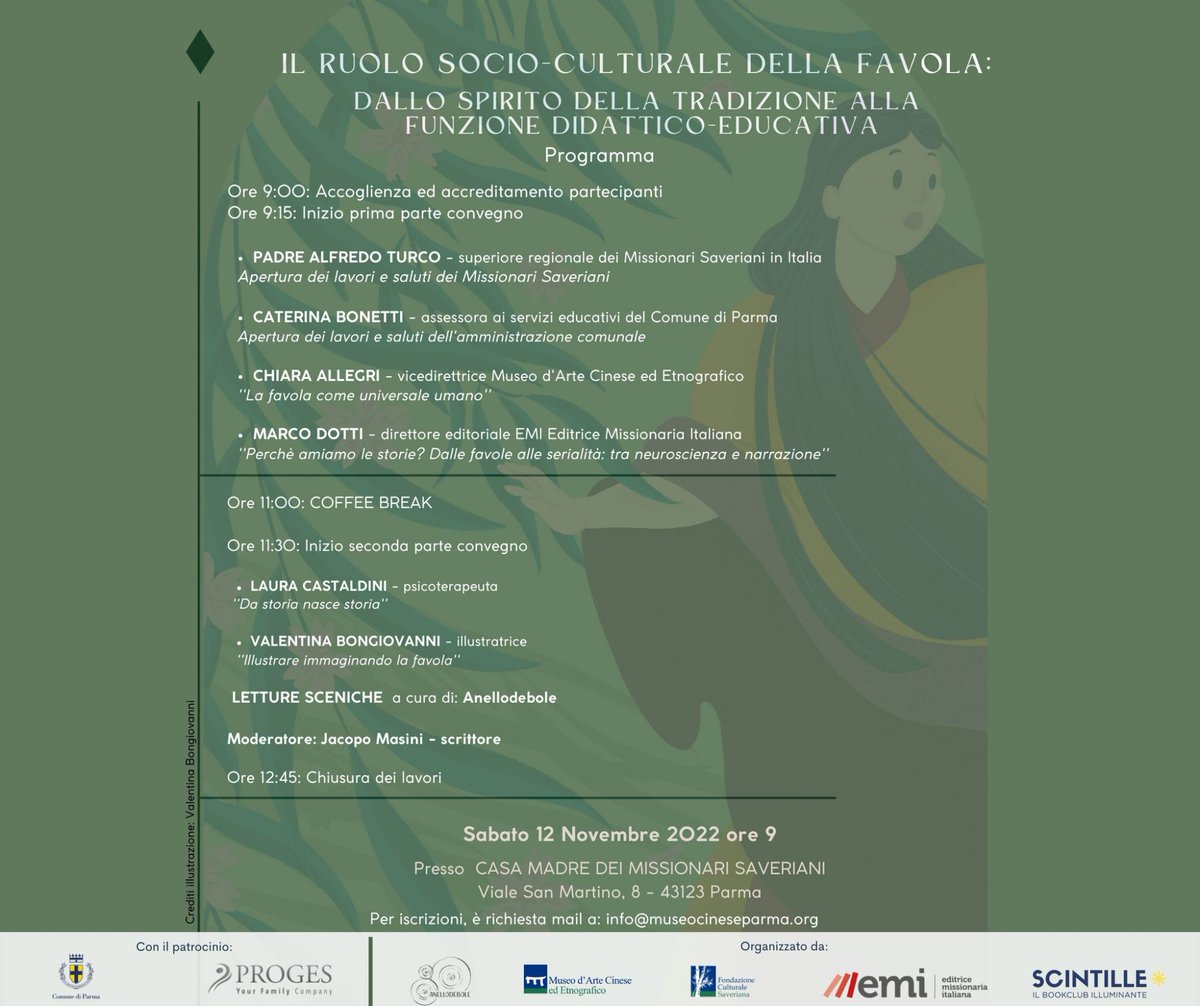 Il ruolo socio-culturale della favola: appuntamento il 12 novembre a Parma dlvr.it/SbzGB1