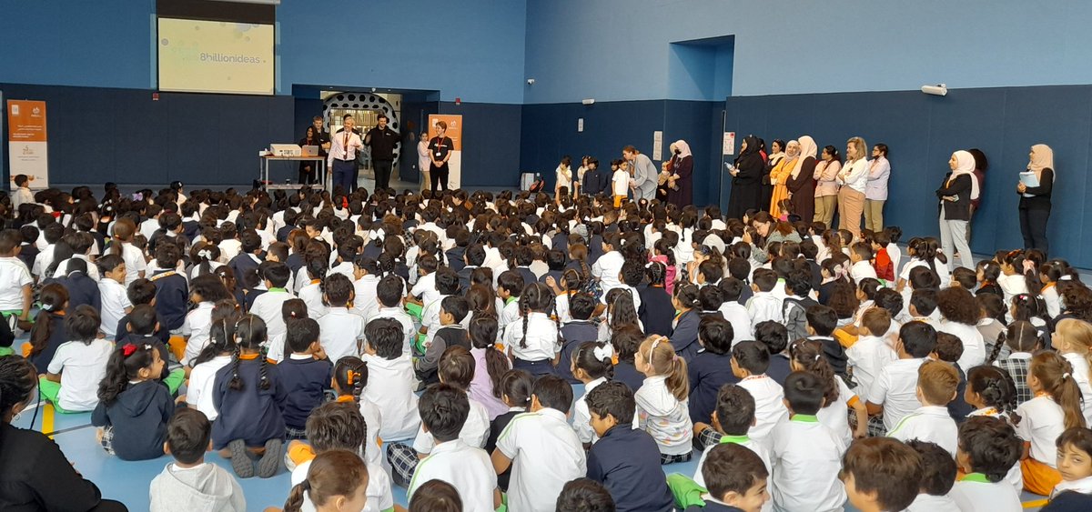 A great way to start the week and two very special days! A Key Stage 1 assembly to welcome @8billionideas to @SRSDubaiPrimary #innovation #creativity #youngentrepreneurs