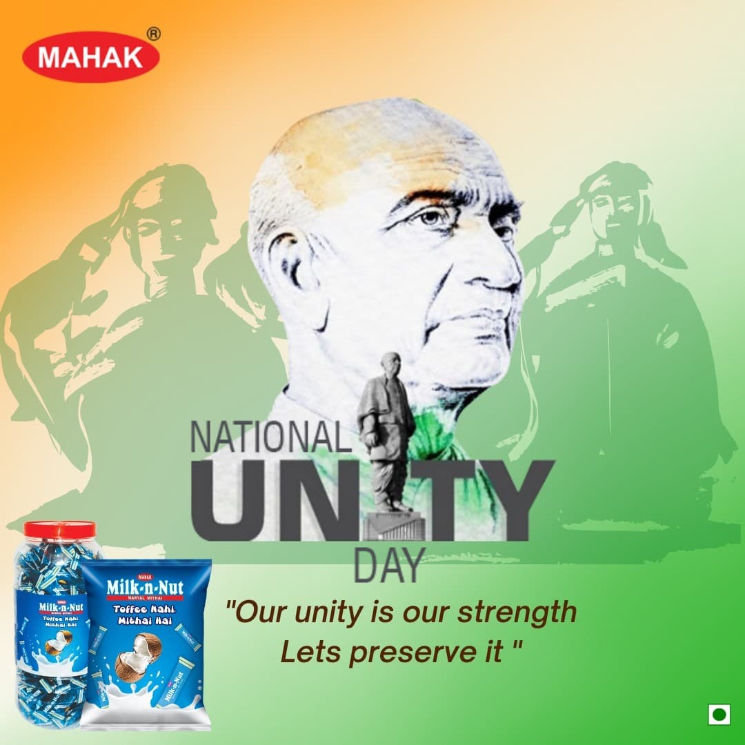 MahakGroup's tweet photo. Let's salute the Iron Man of India who showcased the power of unity to the world.
. 
. 
. 

#NationalUnityDay #StatueOfUnity #VallabhaiPatelJayanti #Unity #RashtriyaEktaDiwas #UnityDay #Coconut #ToffeeNahiMithaiHai #Toffee #CoconutToffee #CoconutCandy #MilknNut #MahakGroup https://t.co/umqNI6JscD