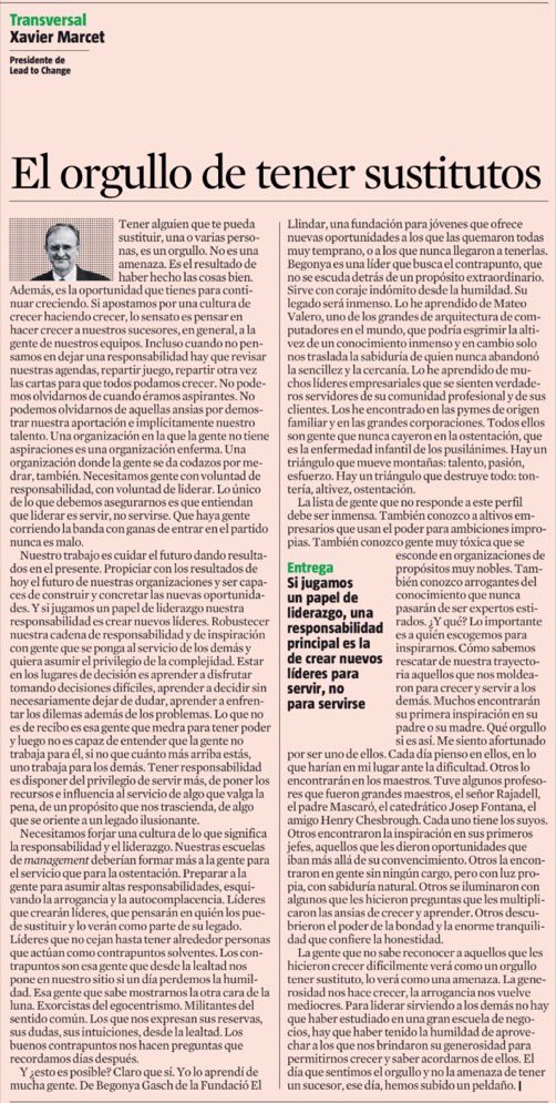 Una vez más, <a href="/XavierMarcet/">Xavier Marcet</a> acierta: “si apostamos por una cultura de crecer haciendo crecer, lo sensato es hacer crecer a la gente de nuestros equipos”. #culturaytalento