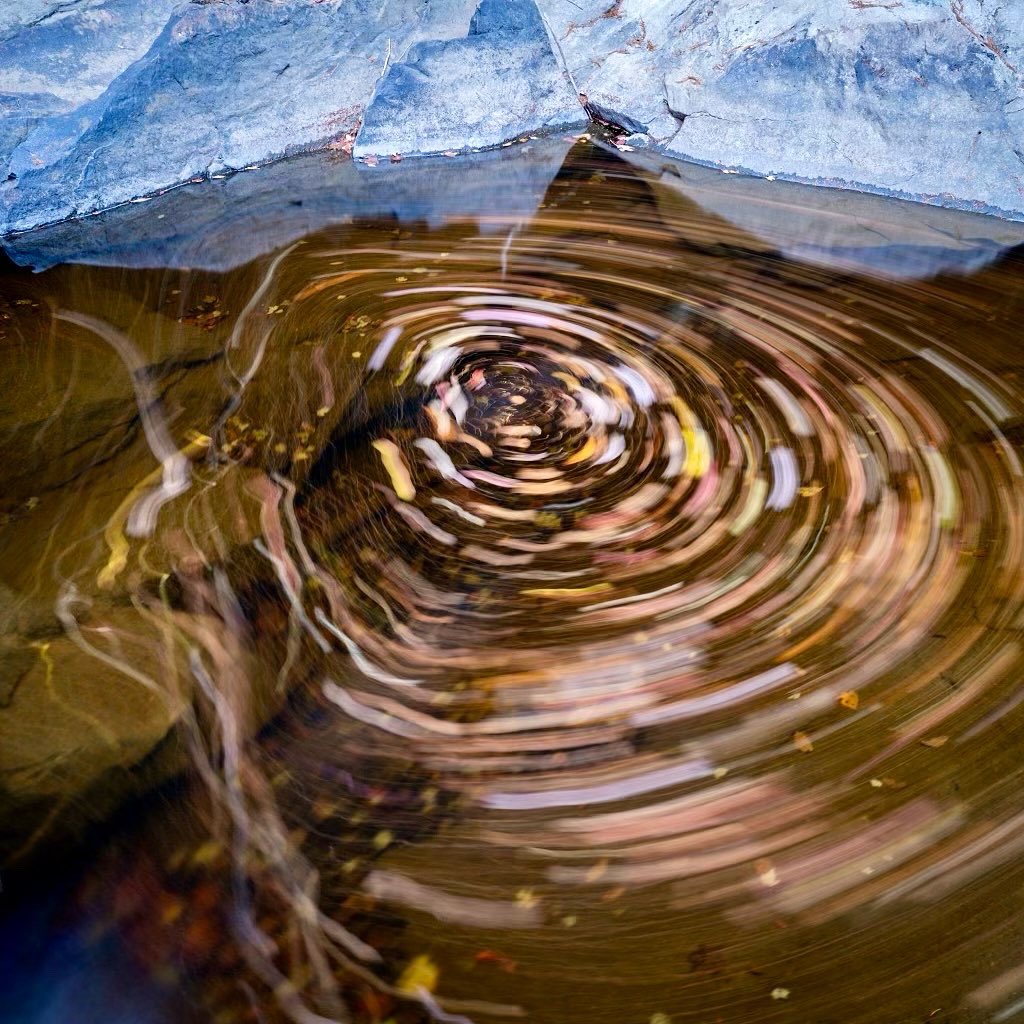 Caught in the current. Fall leaves creating a beautiful swirl in Ranger Creek on the Cumberland Plateau in Tennessee. #leaves #fall #current #water #longexposure #cumberlandplateau #nature