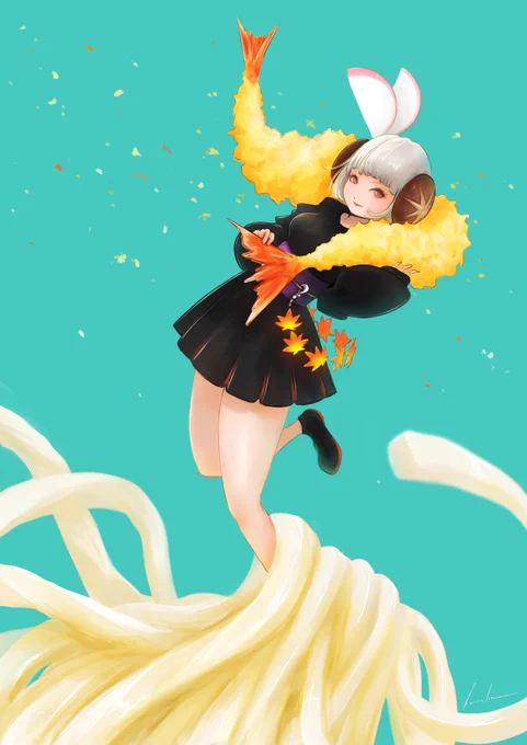 #今月描いた絵を晒そう天ぷらうどん 