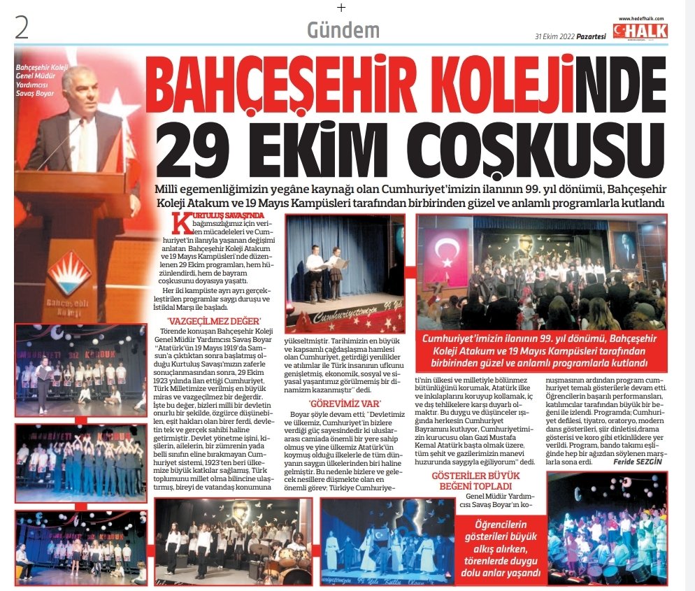 Bahçeşehir Koleji 99.yıla da damgasını vurdu!

Bahçeşehir Kolejinde gerçekleşen "29 Ekim Cumhuriyet Bayramı" kutlama töreni Samsun basınında geniş yer buldu.

(Samsun Gazetesi-Halk Gazetesi 31.10.2022)

#KurtuluşunAdıCumhuriyet
#29Ekim
#bahçeşehirkoleji