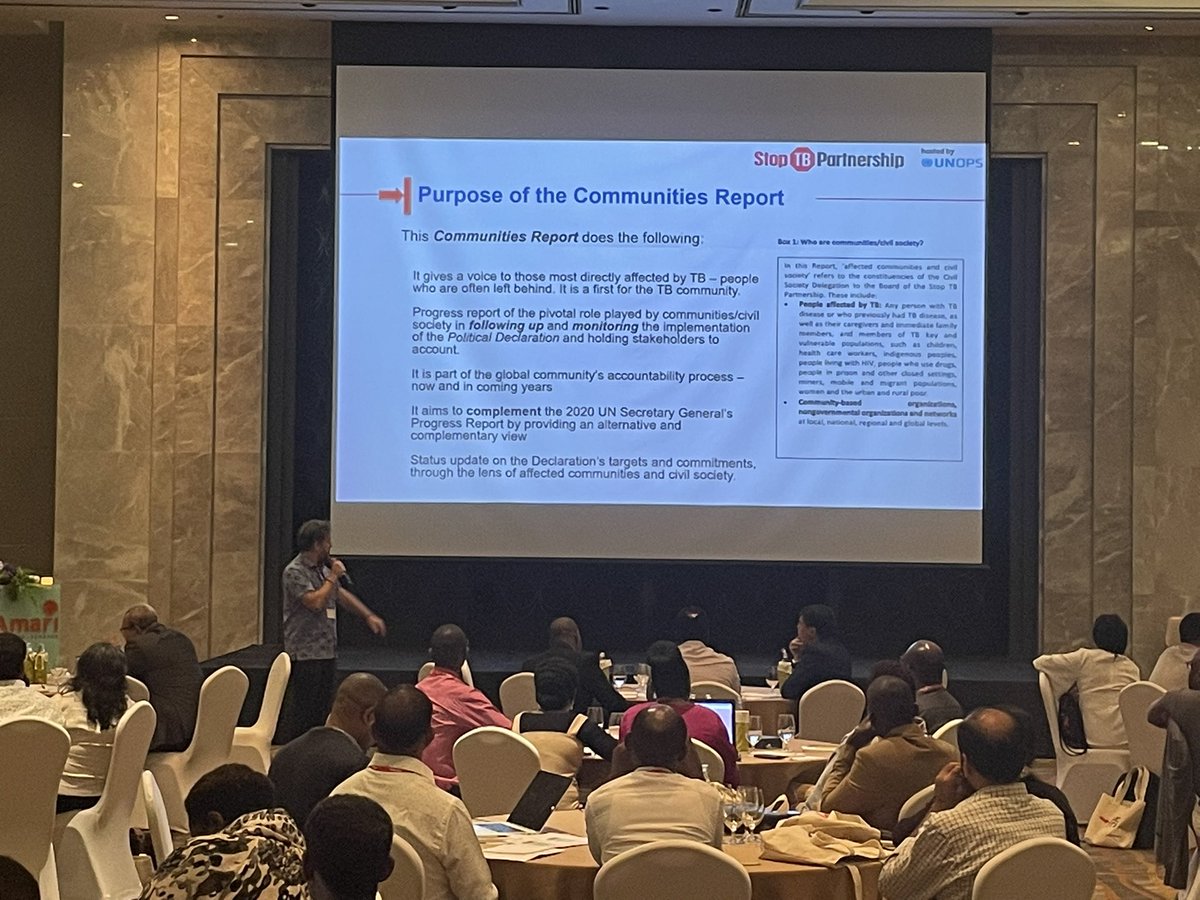 As we move forward , @MalarJames is giving a quick recap of the #DeadlyDivide Report and how it can be a great advocacy tool to draft the key asks and the political declaration of the #UNHLMonTB in 2023. #STPCommunitySummit #EndTB