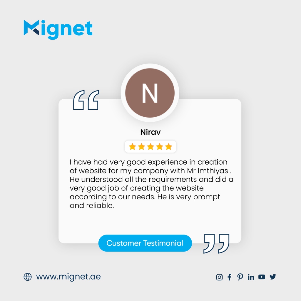mignetweet's tweet image. We are so appreciative of the kind words, Nirav! ⁠
⁠
It&apos;s loyal clients like you that make Mignet Technologies what it is today, we couldn&apos;t do it without you!

mignet.io

#TechTestimonial #ClientReview #ClientTestimonia #TechReview #ITReview #ITTestimonial