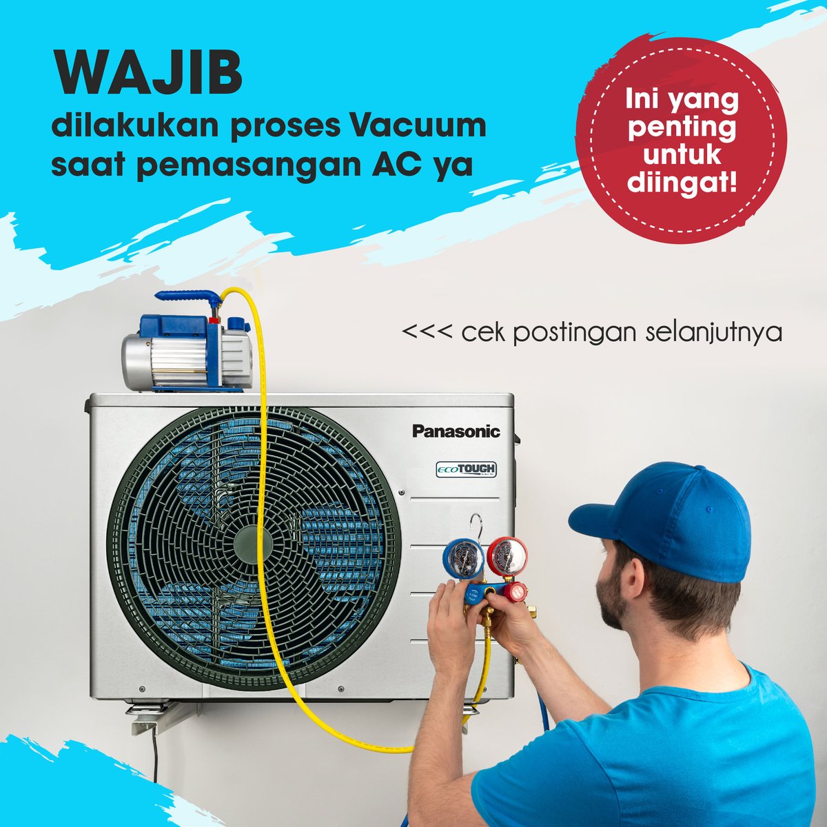 IDPanasonic's tweet photo. Selalu pastikan saat pemasangan AC dilakukan proses Vacuum ya. Yuk cek postingan selanjutnya
#PanasonicAlwaysSupportYou #PanasonicService #LiveYourBest #PanasonicAja #Idpanasonic #NyataKualitasInovasi https://t.co/pC5dZcZ0E7