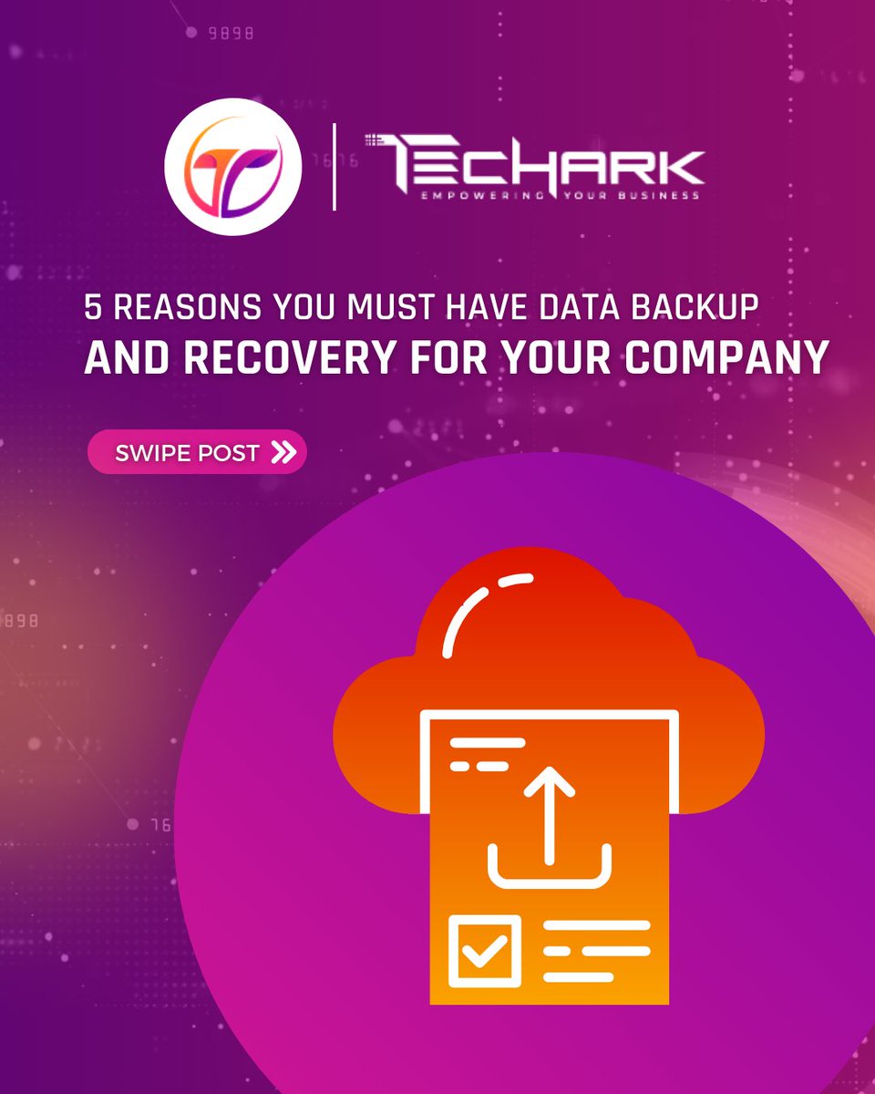 Techark_net's tweet photo. All businesses should have a data backup and recovery plan for their most critical data.

Here are 5 important reasons why you must have a Data Backup &amp; Recovery for your company!

#techark #DataBackup #datarecovery #datarecoveryservices #dataprivacy https://t.co/QH7zZ9mxw5