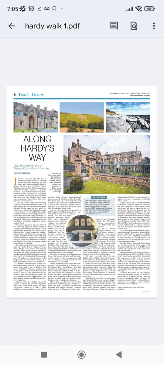 Memories of my lovely if soggy walking holiday in #DORSET following in Thomas Hardy's footsteps - out in The Australian this week <a href="/OnFootHolidays/">On Foot Holidays</a>  #autumnhiking #wessex #farfromthemaddingcrowd