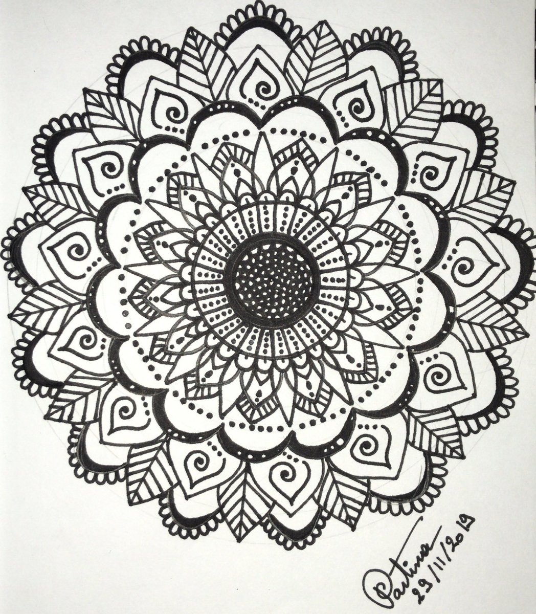 Partisanal1's tweet photo. “The flower’s perfume has no form, but it pervades space. Likewise, through a spiral of mandalas formless reality is known.”-Saraha
#mandala #mandalapainting #mandaladrawing #blackmandala #handtraining #zenart #zendoodle #black #blackink https://t.co/FXkcnmveRa