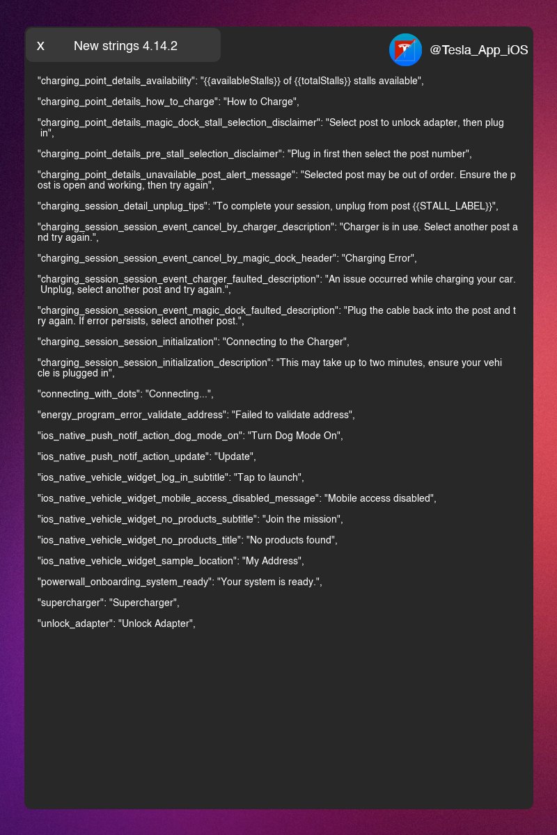 Tesla App Updates (iOS) on Twitter " String Changes https//t.co